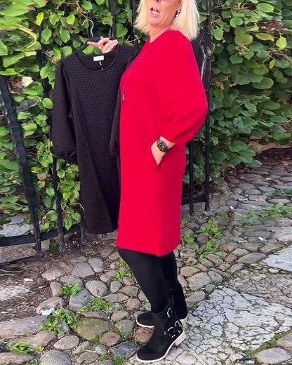 Casual Solid Color Round Neck Dress