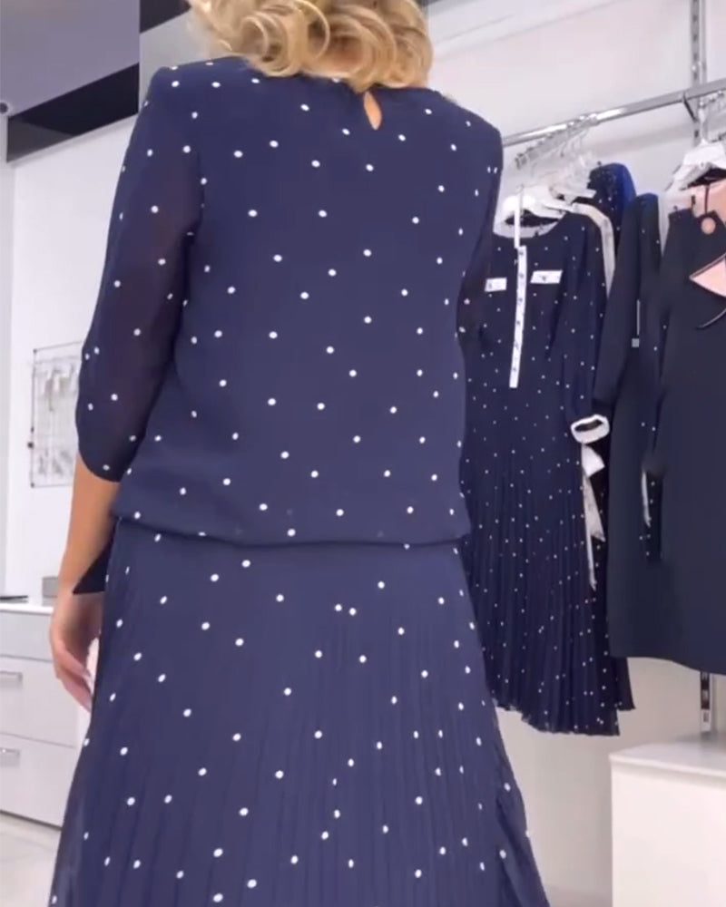 Round collar polka dot casual dress 2024 f/w casual dresses spring