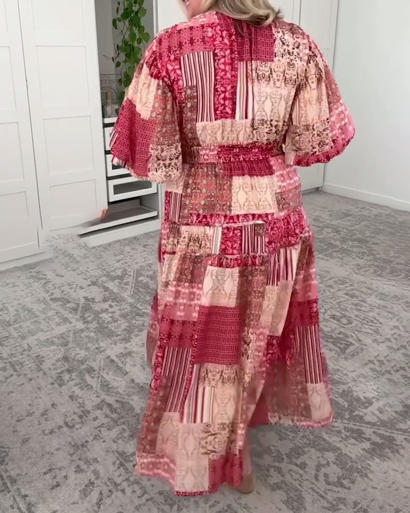 Oversize-Kleid mit Puffärmeln und Print