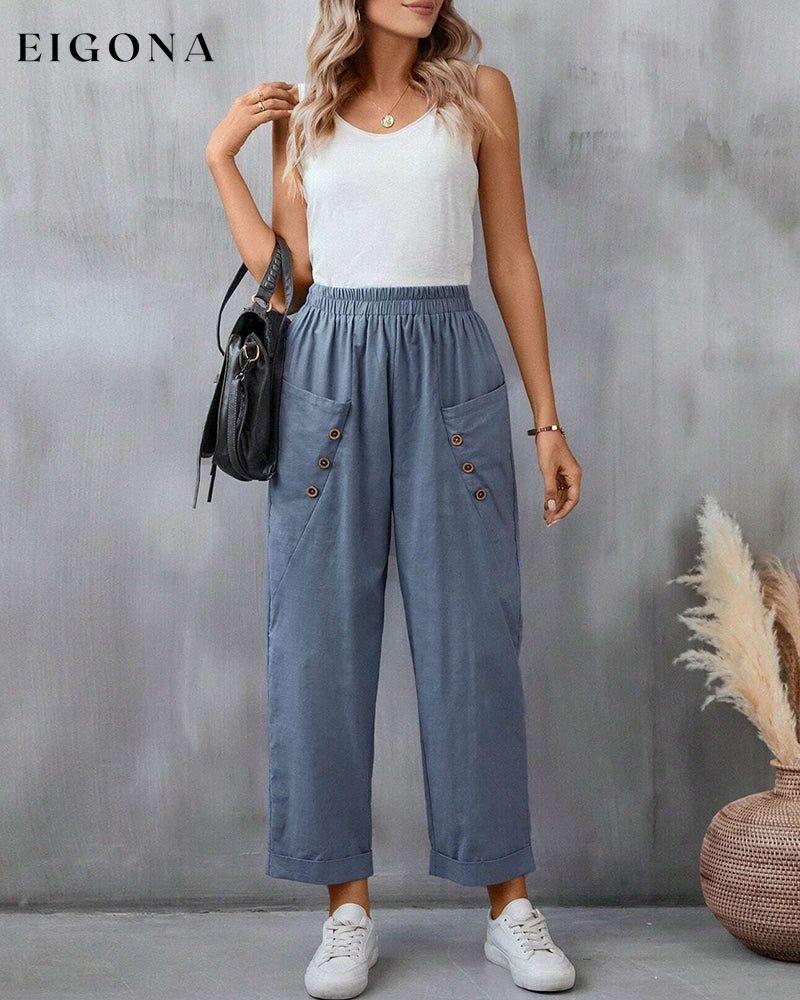 Solid-colored harem pant pant pocket spring summer