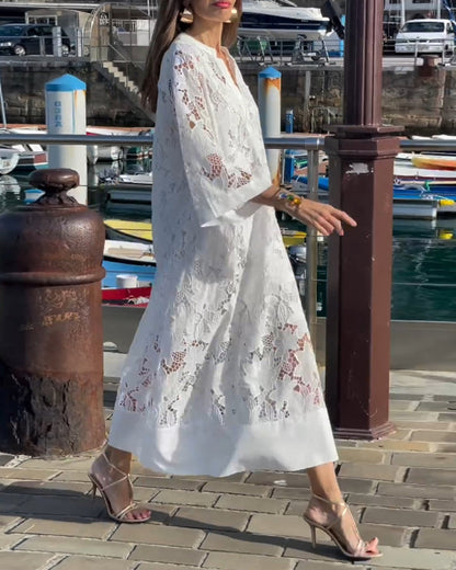 Lace flower solid color dress 202466 casual dresses spring summer