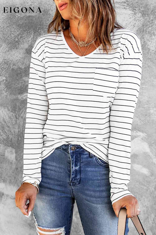 Striped Long Sleeve T-Shirt Stripe clothes Ship From Overseas SYNZ