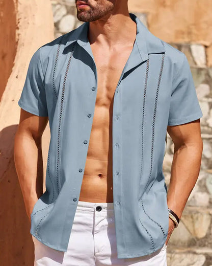 Men's Cuban Guayabera Shirt Short Sleeve Button Down Shirts