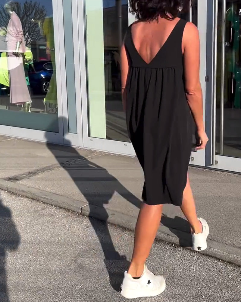 Abito senza maniche in tinta unita