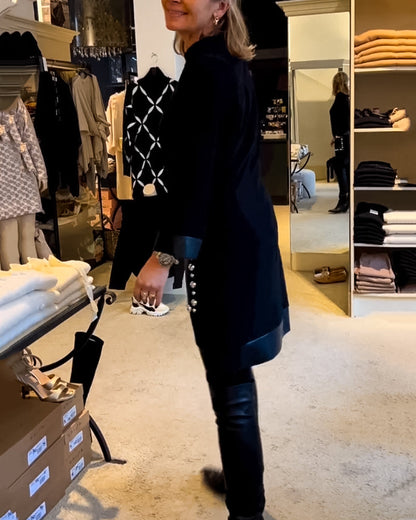 Vestido casual con cuello redondo y bolsillos