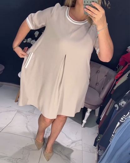 Casual Elegant Round Neck Pocket Dress