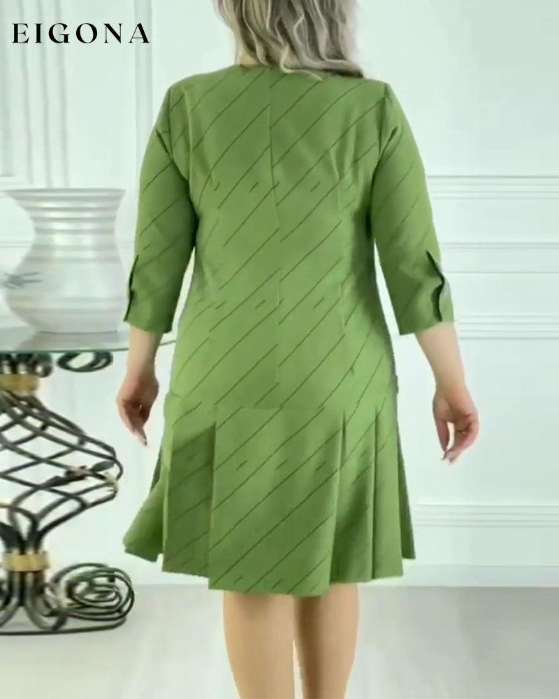 Round neck line printed elegant dress casual dresses spring summer