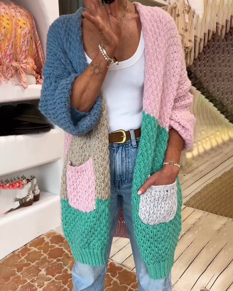 Mid-Length Colorful Cardigan