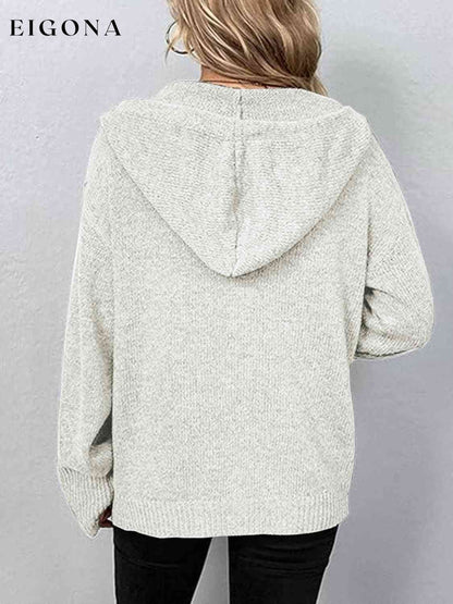 Button Up Drawstring Long Sleeve Hooded Cardigan clothes Ship From Overseas Y*X
