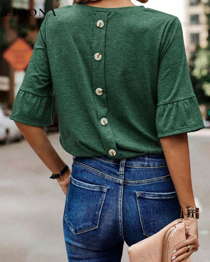 Solid color button back elegant top blouses & shirts spring summer