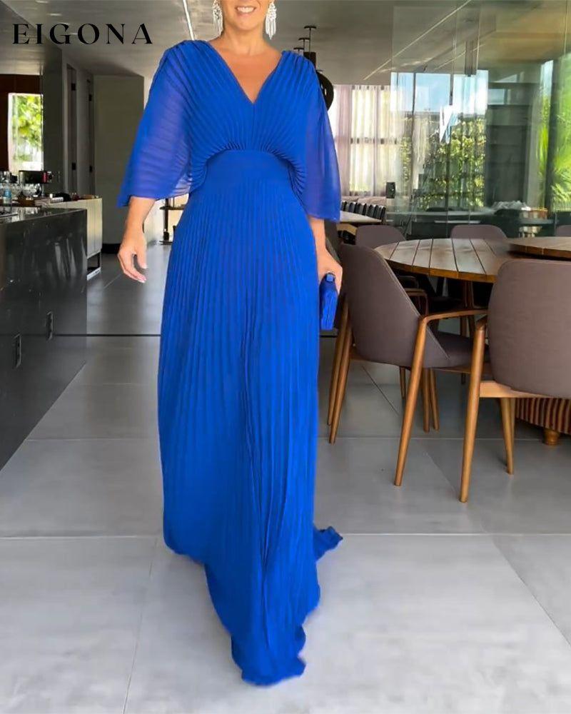 Pleated waist-cinching dress Royal Blue casual dress spring summer vacation dresses