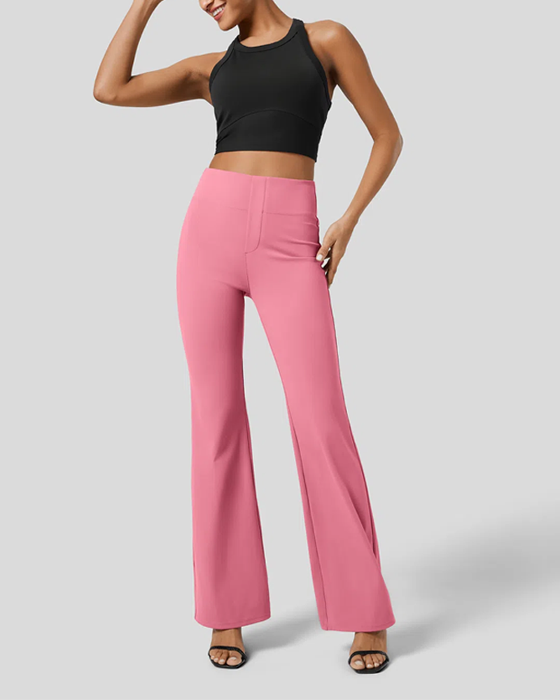 Tight Sports Solid Color Flared Pants