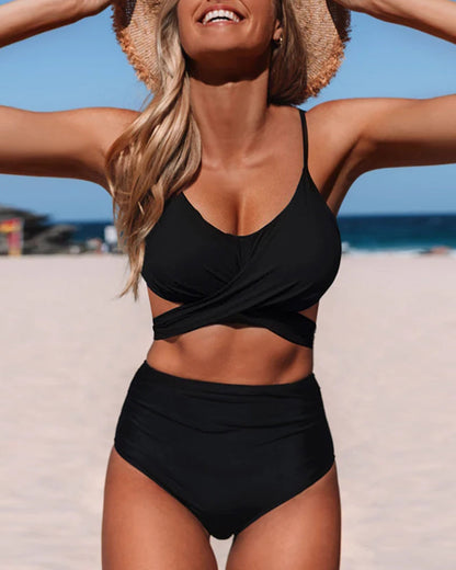 Solid Color Cross-Strap Bikini bikinis spring summer