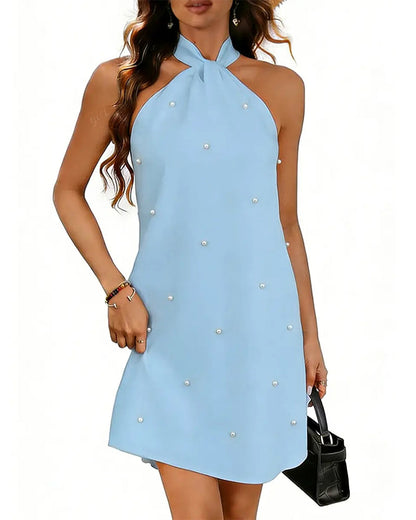 Elegant Cross Halter Straight Dress