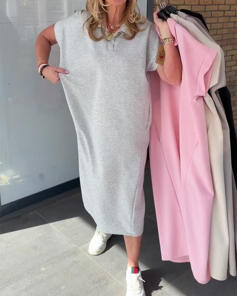 Polo Collar Casual T-Shirt Dress