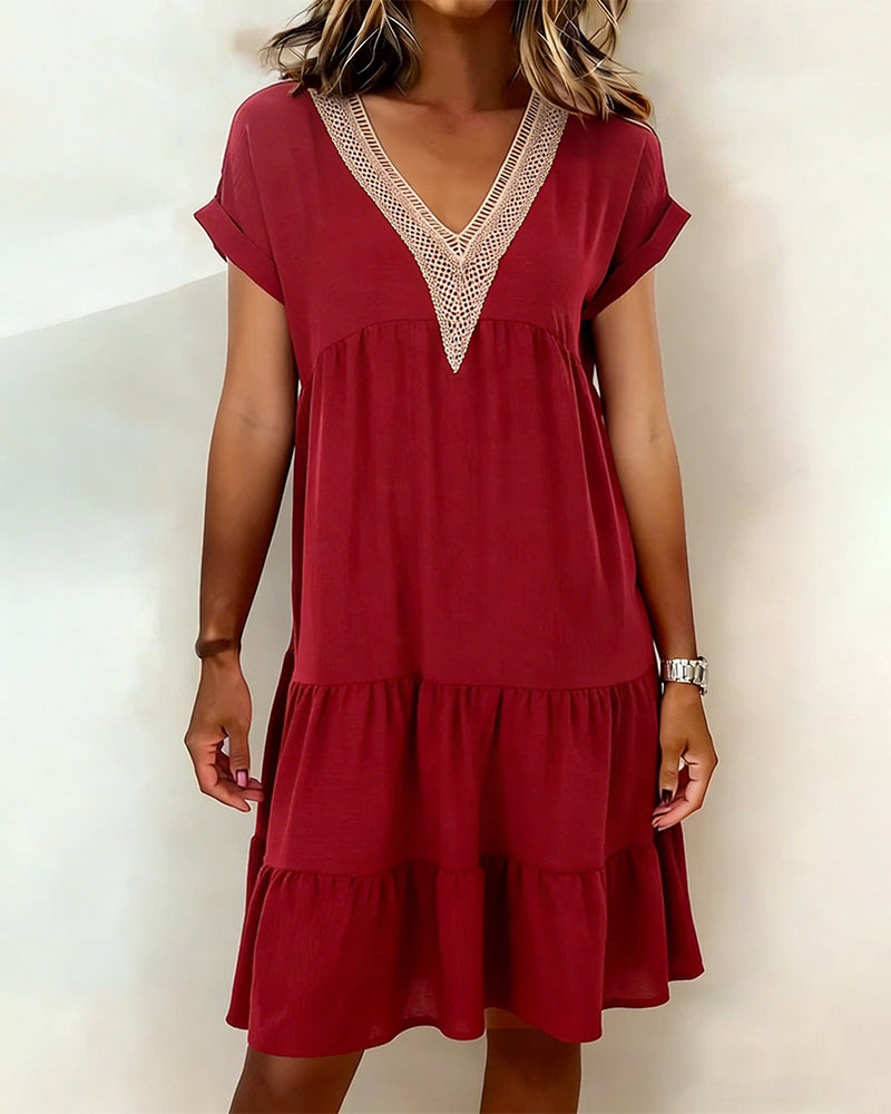 Lace V-Neck Cake Dress