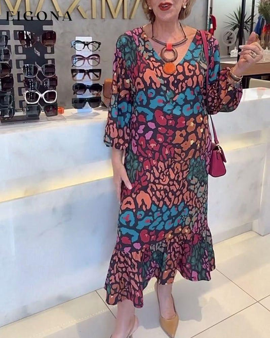 Multicolor printed v-neck maxi dress casual dresses spring summer