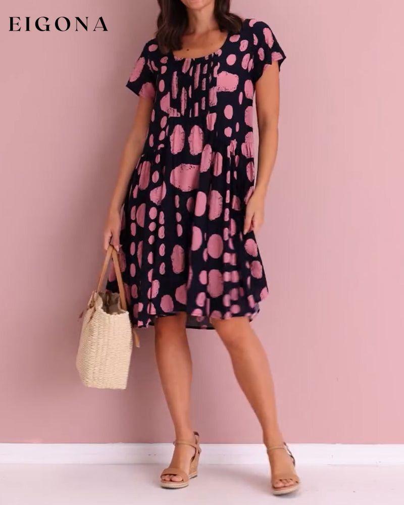 Short Sleeve Round Neck Printed Dress casual dresses spring summer