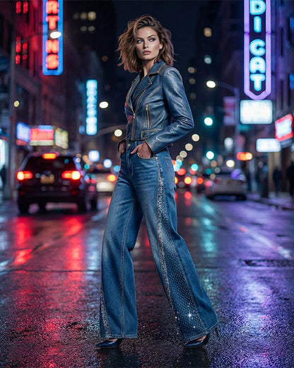 Loose-Fitting Washed Straight-Leg Jeans