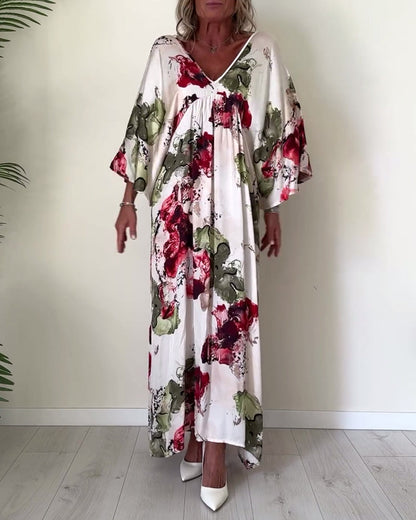 Floral print v neck casual dress casual dresses spring summer vacation dresses