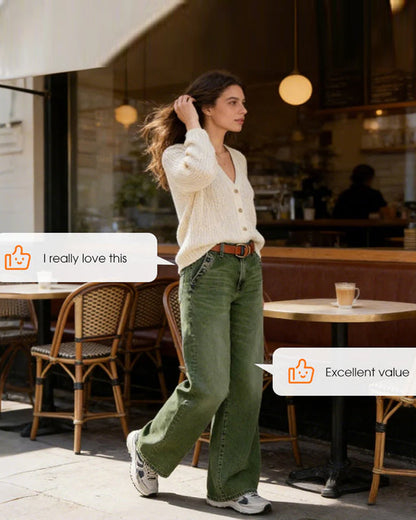 Multi-Button Washed Loose Jeans