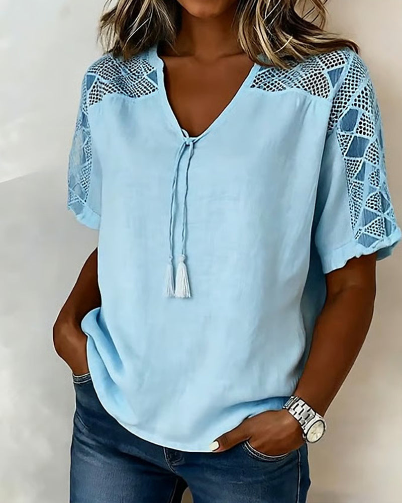 Plain Strap Drawstring Blouse