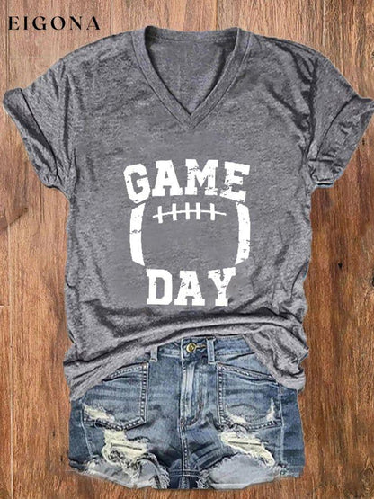 Women's Game Day Football Casual V-Neck Tee ball print