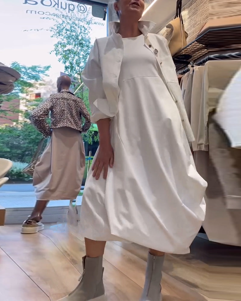 Solid Color Sleeveless Loose Dress