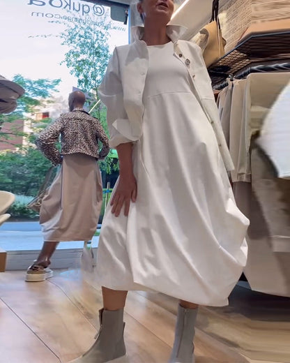 Solid Color Sleeveless Loose Dress