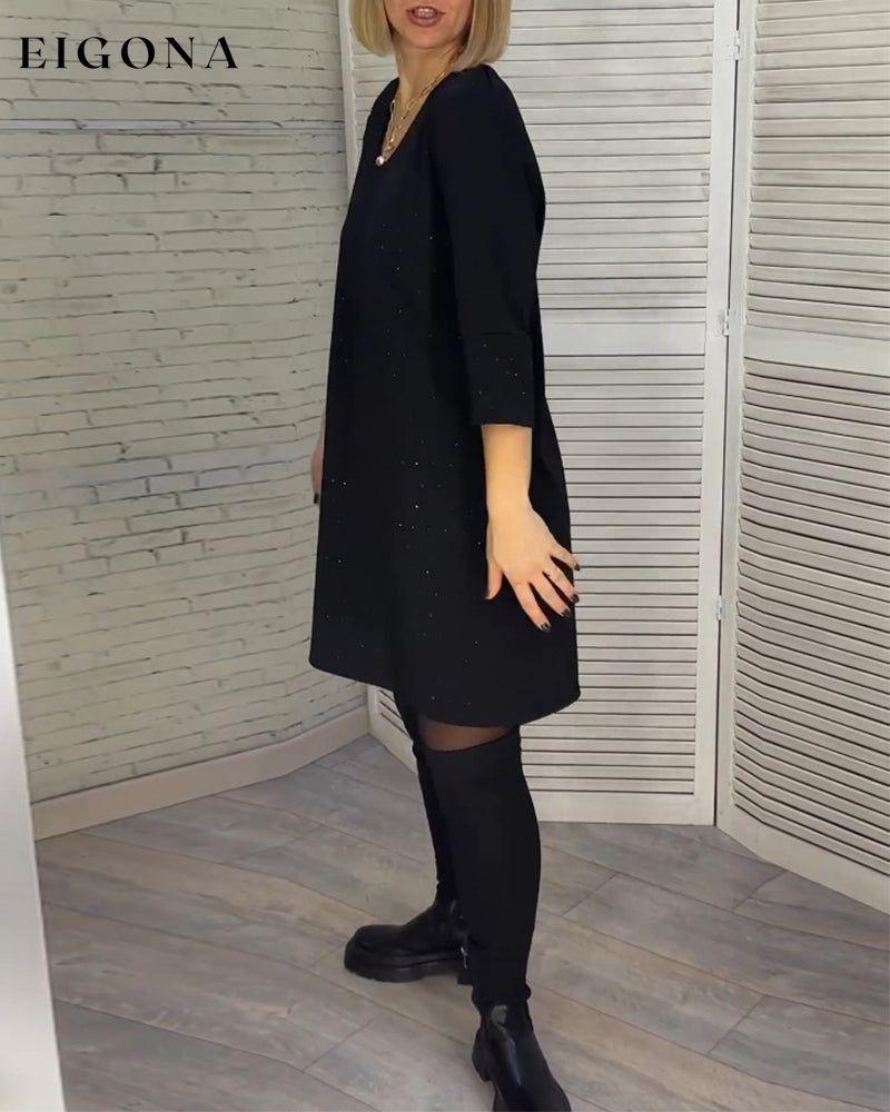 Elegant v-neck dress with three-quarter sleeves 2023 f/w 23BF casual dresses Clothes Dresses spring