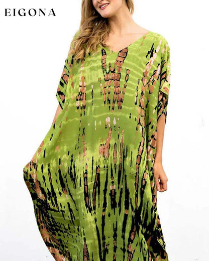 Loose printed three-quarter sleeve long dress casual dresses spring summer