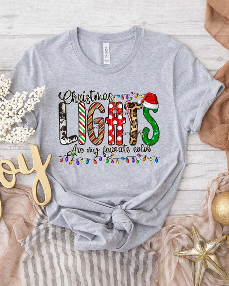 Casual Christmas fun letter print round neck T-shirt 2024 f/w christmas spring summer t-shirts