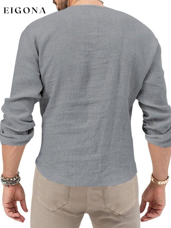 New Men's Long Sleeve T-Shirt Slim Fit Solid Color Large Size Deep V Neck Shirt button down shirt clothes mens mens shirts