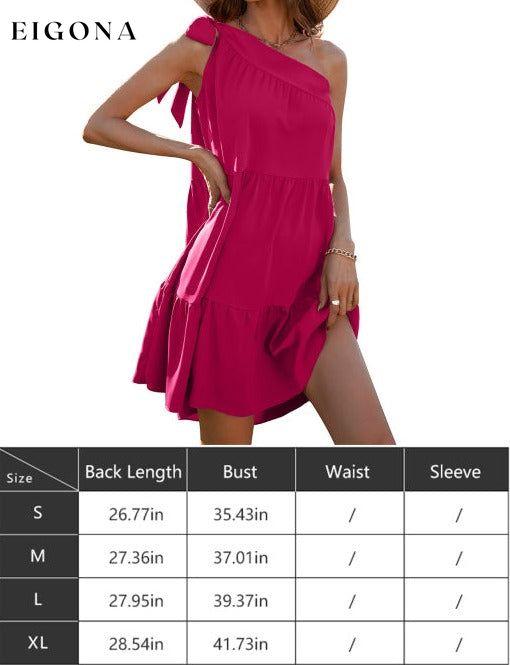 Women's Diagonal Neck Solid Color Ruffle Dress Clothes