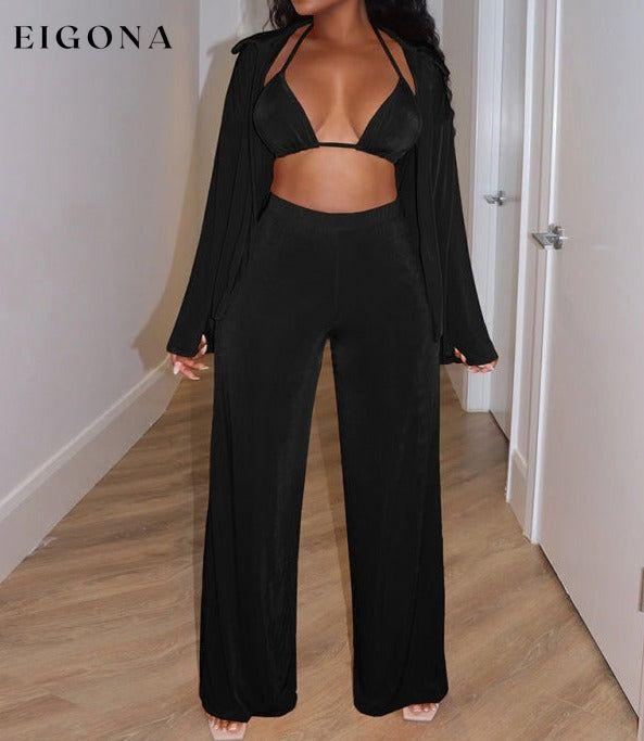 Women's fashionable casual velvet warm suit Black clothes