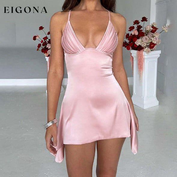 Women's Solid Color Softly Shaped Cups Slender Mini Dress Clothes