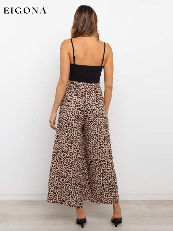 Women's casual fashion loose leopard print wide-leg pants Clothes