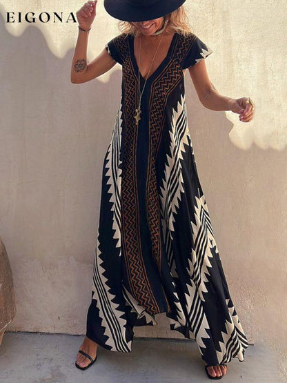 Women's Sexy Retro Bohemian Print Maxi Dress Black Clothes dresses maxi dress