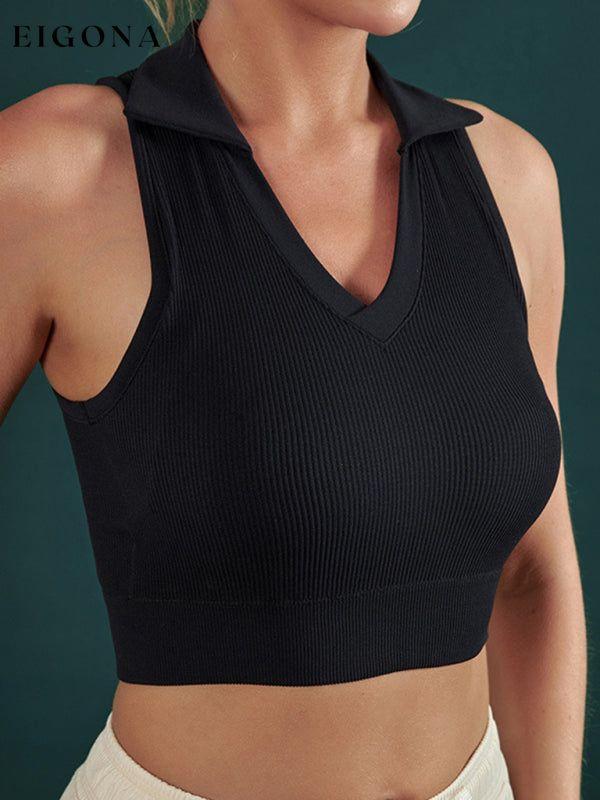 Women's Seamless Sports Bra Shockproof Knitted One-Piece Fixed Cup Yoga Vest Black active wear clothes sport bra workout