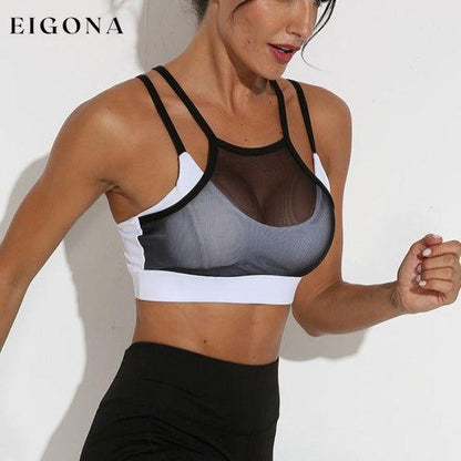 New splicing mesh sports bra black and white yoga fitness yoga vest with chest pad Clothes