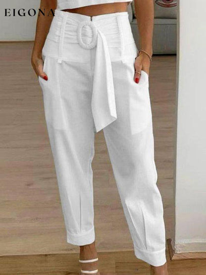 women's casual pants solid color cropped pants White clothes