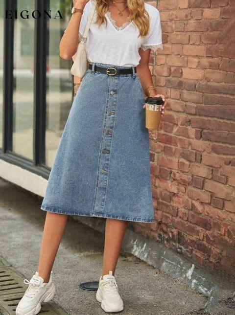 All-match slimming washed denim one-breasted skirt skirt Clothes