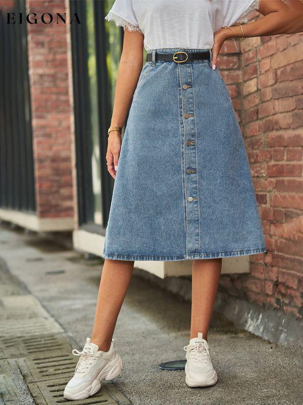 All-match slimming washed denim one-breasted skirt skirt Clothes