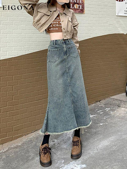 Hip wrap skirt women's high waist all-match casual retro mermaid skirt Clothes