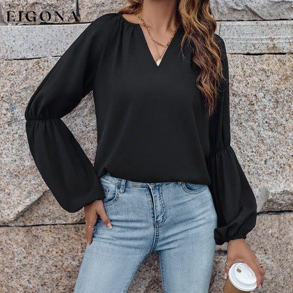 V-neck loose casual autumn and winter women's tops Black clothes long sleeve shirt long sleeve shirts long sleeve tops shirts tops Tops/Blouses