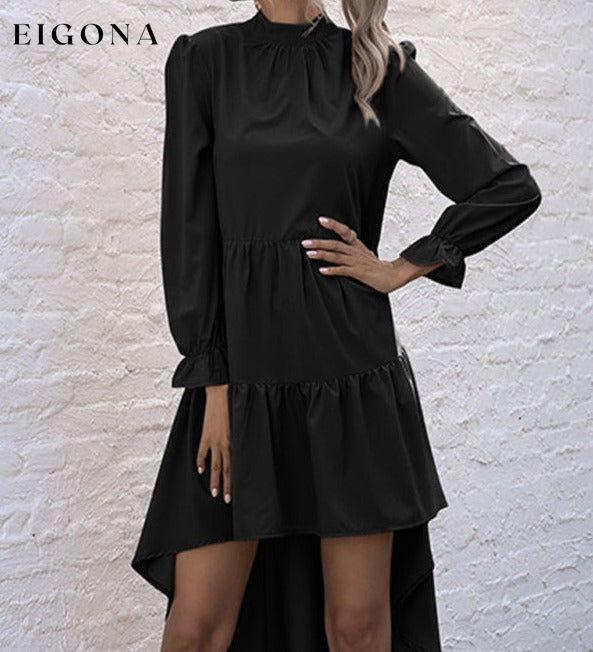 New women's solid color long sleeve irregular half turtleneck dress Black burgundy dresses casual dresses clothes dresses long sleeve dresses long sleve dresses nude dress short dresses