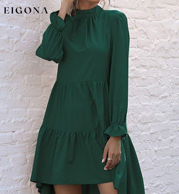 New women's solid color long sleeve irregular half turtleneck dress Green burgundy dresses casual dresses clothes dresses long sleeve dresses long sleve dresses nude dress short dresses