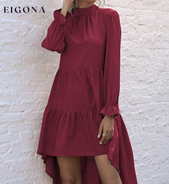 New women's solid color long sleeve irregular half turtleneck dress burgundy dresses casual dresses clothes dresses long sleeve dresses long sleve dresses nude dress short dresses