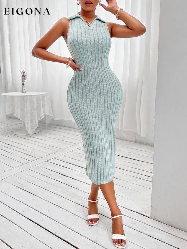 Neck-waisted knitted lapel sleeveless dress clothes dresses