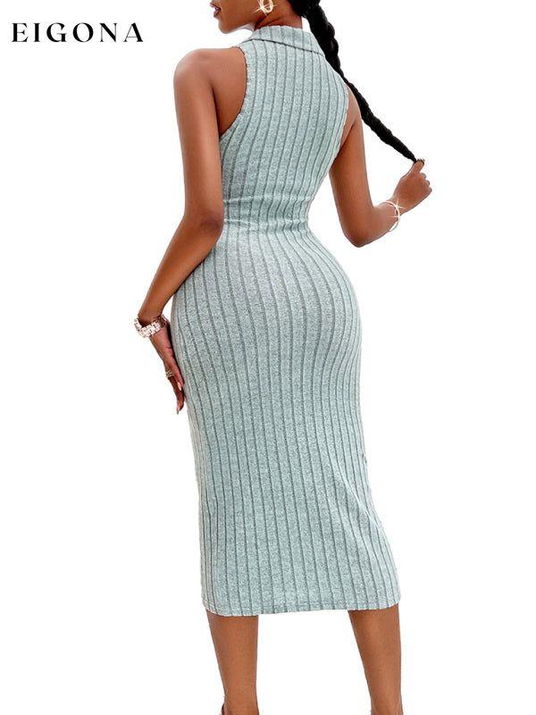 Neck-waisted knitted lapel sleeveless dress clothes dresses